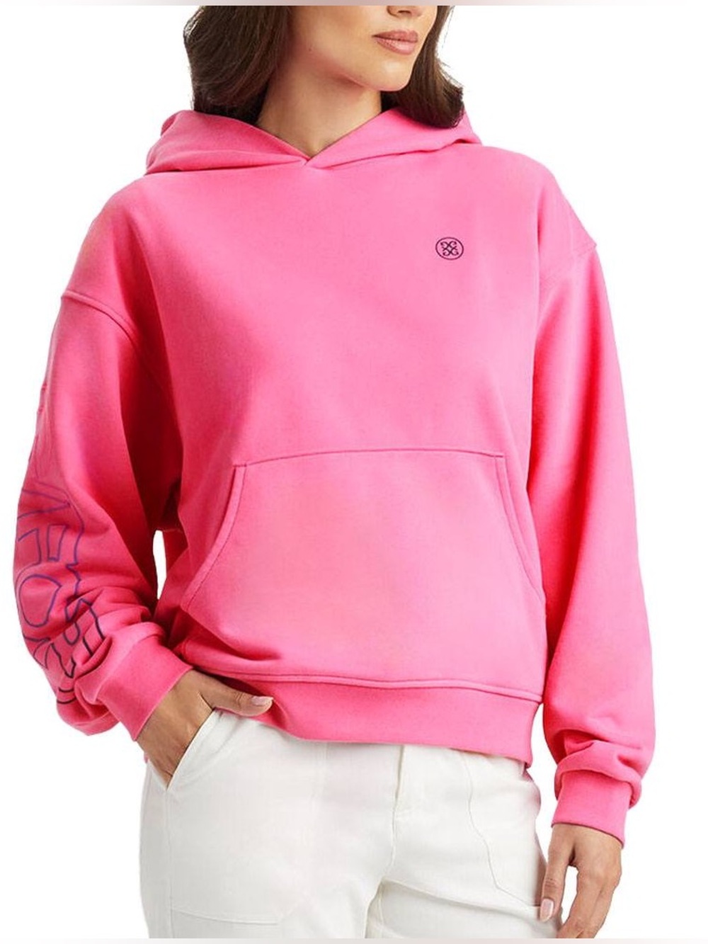 G/Fore No 1 Cares Oversized French Terry Hoodie Day Glow Pink Women’s Large